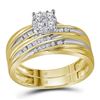 Image 2 : 3/8 CTW His & Hers Round Diamond Cluster Matching Bridal Wedding Ring 10kt Yellow Gold - REF-47M9A