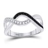 Image 1 : 1/4 CTW Black Color Enhanced Diamond Woven Crossover Ring 10kt White Gold - REF-24M3A