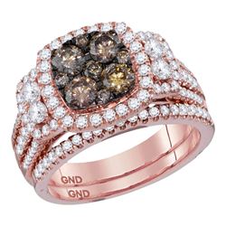 2 CTW Round Brown Diamond Bridal Wedding Engagement Ring 14kt Rose Gold - REF-179W9F