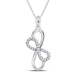 1/6 CTW Round Diamond Linked Double Infinity Pendant 10kt White Gold - REF-10M8A