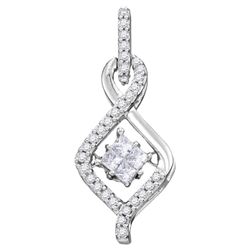 1/5 CTW Princess Diamond Moving Twinkle Cluster Teardrop Pendant 10kt White Gold - REF-19M2A