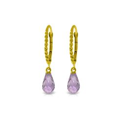 Genuine 3 ctw Amethyst Earrings 14KT Yellow Gold - REF-24T3A