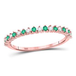 1/5 CTW Round Emerald Diamond Stackable Ring 10kt Rose Gold - REF-11M9A