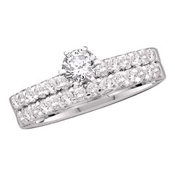 7/8 CTW Round Diamond Solitaire Bridal Wedding Engagement Ring 14kt White Gold - REF-129M3A
