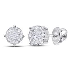 1 & 1/2 CTW Princess Diamond Fashion Cluster Earrings 14kt White Gold - REF-126T3K