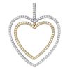 Image 1 : 1/2 CTW Round Diamond 2-tone Double Heart Pendant 10kt White Gold - REF-27Y5X