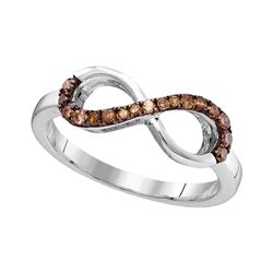 1/5 CTW Round Brown Diamond Infinity Ring 10kt White Gold - REF-14X4T