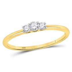 1/6 CTW Round Diamond 3-stone Promise Bridal Ring 10kt Yellow Gold - REF-16N8Y