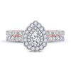 Image 2 : 1 CTW Pear Diamond Bridal Wedding Engagement Ring 14kt Two-tone Gold - REF-107K9R