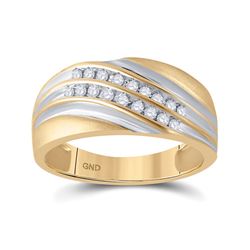 1/4 CTW Mens Round Diamond Wedding Ring 10kt Yellow Gold - REF-27K3R