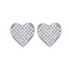 Image 1 : 1/10 CTW Round Diamond Heart Cluster Screwback Earrings 10kt White Gold - REF-9W6F