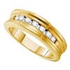 Image 1 : 1/2 CTW Mens Round Channel-set Diamond Ridged Edges Wedding Ring 14kt Yellow Gold - REF-57M4A