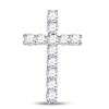 Image 1 : 1/5 CTW Round Diamond Religious Cross Pendant 10kt White Gold - REF-10Y8X