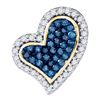 Image 1 : 1/8 CTW Round Blue Color Enhanced Diamond Heart Pendant 10kt Yellow Gold - REF-11R9H
