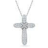 Image 1 : 1/6 CTW Round Diamond Cross Pendant 10kt White Gold - REF-9K6R