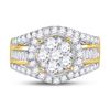 Image 2 : 1 & 7/8 CTW Round Diamond Flower Cluster Bridal Wedding Engagement Ring 14kt Yellow Gold - REF-137T9