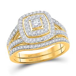 5/8 CTW Round Diamond Bridal Wedding Engagement Ring 10kt Yellow Gold - REF-60K3R