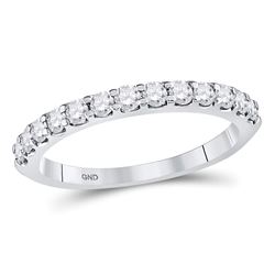 1/2 CTW Round Diamond Wedding Anniversary Ring 14kt White Gold - REF-35N9Y