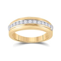 1/2 CTW Mens Round Diamond Wedding Ring 14kt Yellow Gold - REF-46T8K