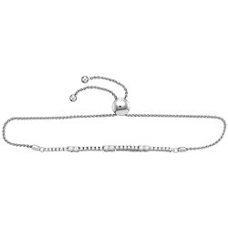 1 CTW Round Diamond Bolo Bracelet 10kt White Gold - REF-93X5T