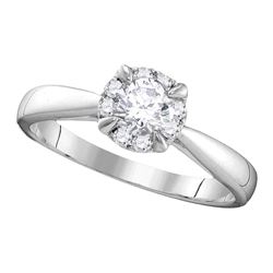 1/2 CTW Round Diamond Solitaire Bridal Wedding Engagement Ring 14kt White Gold - REF-93R3H