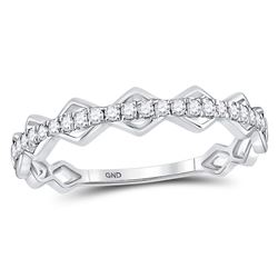 1/5 CTW Round Diamond Link Stackable Ring 10kt White Gold - REF-16X8T