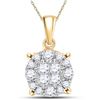 Image 1 : 1/4 CTW Princess Round Diamond Cluster Pendant 14kt Yellow Gold - REF-21M5A