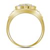 Image 2 : 7/8 CTW Mens Round Diamond Concentricle Circle Flower Cluster Ring 10kt Yellow Gold - REF-65Y9X