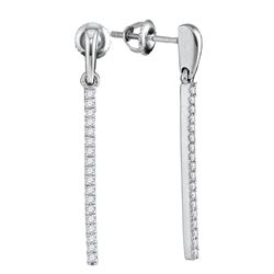 1/5 CTW Round Diamond Vertical Drop Dangle Earrings 10kt White Gold - REF-15W5F