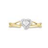 Image 2 : 1/8 CTW Round Diamond Heart Promise Bridal Ring 10kt Yellow Gold - REF-13T2K