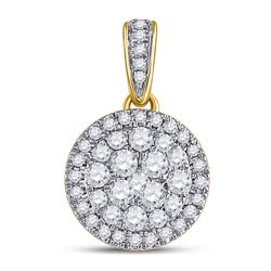 1/2 CTW Round Diamond Halo Cluster Pendant 14kt Yellow Gold - REF-38H4W
