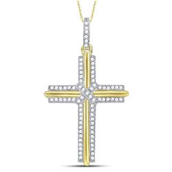 1/5 CTW Mens Round Diamond Cross Charm Pendant 10kt Yellow Gold - REF-14K4R