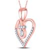 Image 2 : 1/8 CTW Round Diamond Knot Heart Pendant 10kt Rose Gold - REF-11M9A