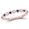 Image 1 : 1/6 CTW Round Blue Sapphire Diamond Beaded Dot Stackable Ring 10kt Rose Gold - REF-13T2K
