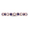 Image 2 : 1/6 CTW Round Blue Sapphire Diamond Beaded Dot Stackable Ring 10kt Rose Gold - REF-13T2K