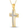 Image 2 : 1/4 CTW Round Diamond Cross Pendant 10kt Yellow Gold - REF-14X4T