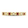 Image 2 : 1/8 CTW Princess Ruby Diamond Square Dot Milgrain Stackable Ring 10kt Yellow Gold - REF-13F2M