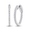 Image 1 : 1/2 CTW Round Diamond Single Row Hoop Earrings 14kt White Gold - REF-41W9F