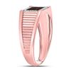 Image 3 : 1/5 CTW Mens Round Red Color Enhanced Diamond Rectangle Cluster Ring 10kt Rose Gold - REF-26X3T