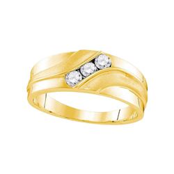 1/3 CTW Mens Round Diamond Wedding Ring 10kt Yellow Gold - REF-41T9K