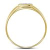 Image 2 : 1/20 CTW Mens Round Diamond Brushed Cross Ring 14kt Yellow Gold - REF-19W2F