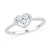 Image 1 : 1/3 CTW Round Diamond Slender Framed Heart Cluster Ring 10kt White Gold - REF-20T3K