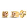 Image 1 : 1/4 CTW Round Brown Diamond Solitaire Stud Earrings 10kt Yellow Gold - REF-9F6M