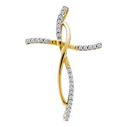 1/10 CTW Round Diamond Cross Pendant 14kt Yellow Gold - REF-11A9N