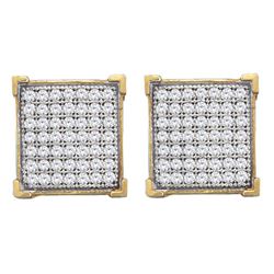 1/3 CTW Round Diamond Square Cluster Stud Earrings 10kt Yellow Gold - REF-19M8A