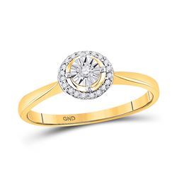 1/12 CTW Round Diamond Solitaire Halo Bridal Wedding Engagement Ring 10kt Yellow Gold - REF-13H2W