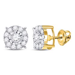 1/2 CTW Round Diamond Halo Earrings 10kt Yellow Gold - REF-30R3H