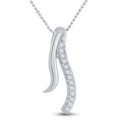1/20 CTW Round Diamond Fashion Pendant 10kt White Gold - REF-3W6F