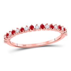 1/4 CTW Round Ruby Diamond Stackable Ring 10kt Rose Gold - REF-11K9R