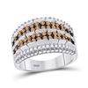 Image 1 : 1 & 5/8 CTW Round Brown Diamond Ring 10kt White Gold - REF-90K3R